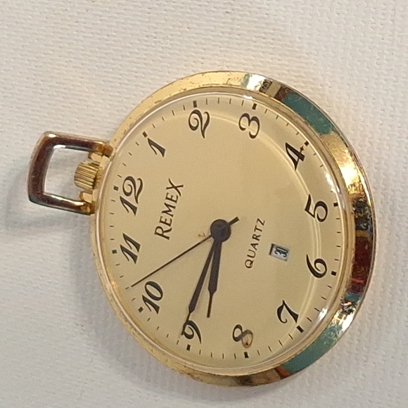Vintage Remex Gold Tone Open Face Pocket Watch - Picture 2 of 6